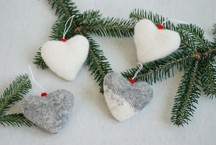 Christmas Tree Wool Hearts, Linen Forest On Etsy, £14.29 