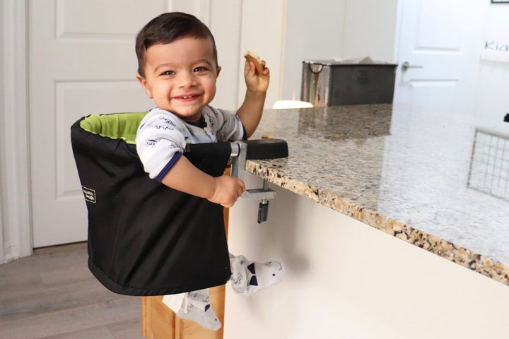 A hanging high chair is one less piece of furniture.