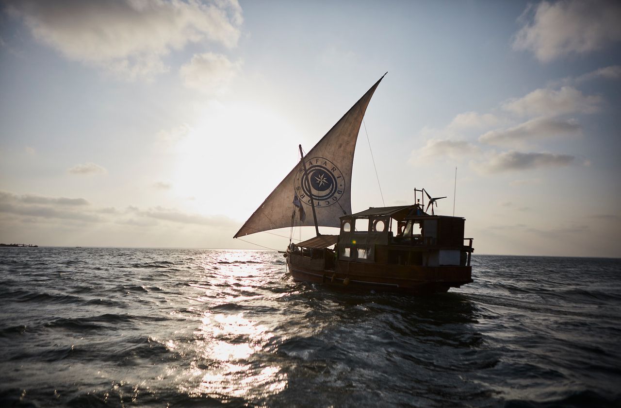 On some trips, Safari Doctors travels by wooden dhow -- a traditional Indian Ocean ship with a triangle sail -- instead of a motorboat. The dhow is slower, meaning the team can't visit as many villages, but it's bigger, with room for more supplies and team members. 