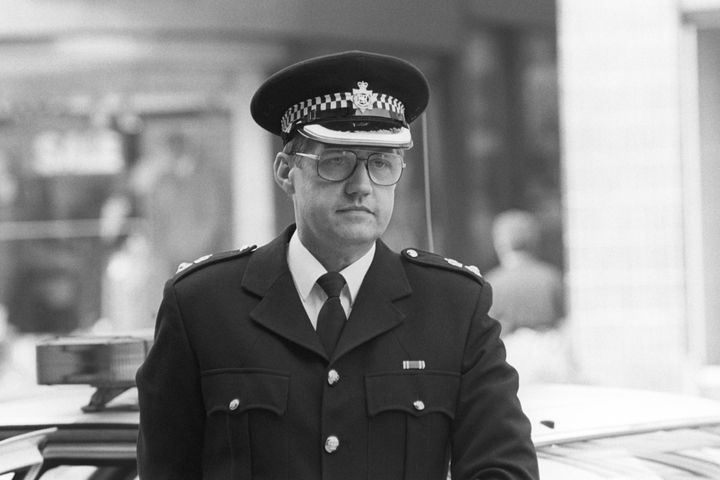 David Duckenfield preparing to face the Hillsborough disaster inquiry in Sheffield, May 1989 – a month and a half after the tragedy