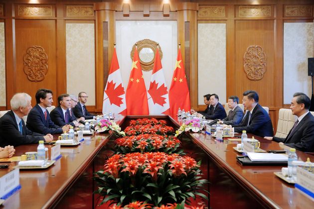 Chinese President Xi Jinping and Prime Minister Justin Trudeau hold their meeting at the Diaoyutai State Guesthouse in Beijing, China on Aug. 31, 2016.