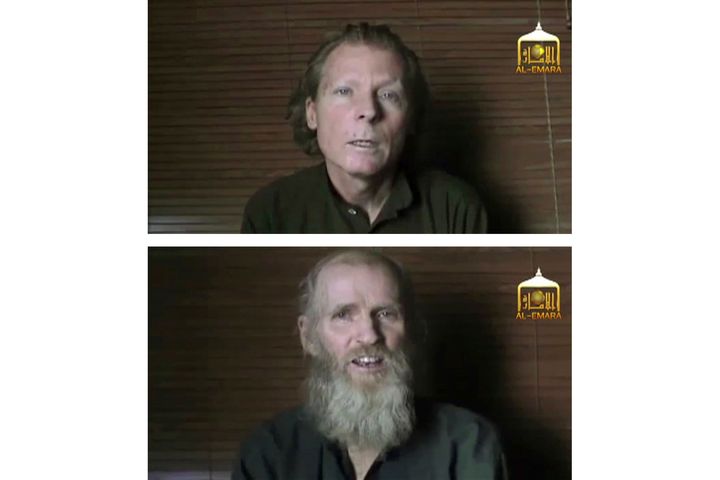 Γουίξ και Κινγ. Η εικόνα των δύο ομήρων από βίντεο που είχαν δώσει στη δημοσιότητα η Ταλιμπάν το 2017. 