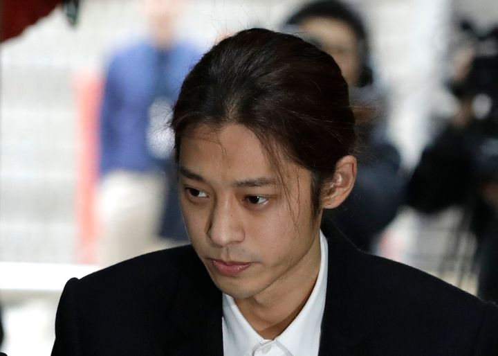 K-pop singer Jung Joon-young arrives to attend a hearing at the Seoul Central District Court in Seoul, South Korea, Thursday, March 21, 2019.