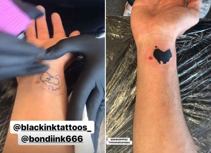 Andrew posted "before" and "after" shots of his wrist tattoo on Instagram