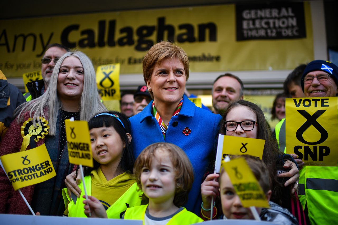 Nicola Sturgeon campaigns with SNP candidate for East Dunbartonshire, Amy Callaghan, and young activists, in the seat currently held by the leader of the Liberal Democrats Jo Swinson.