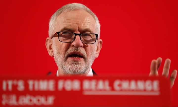 Jeremy Corbyn delivers a speech in London on Wednesday