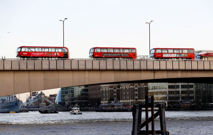 Empty buses are pictured at London Bridge after a stabbing incident, in London, Britain, November 29, 2019. REUTERS/Peter Nicholls