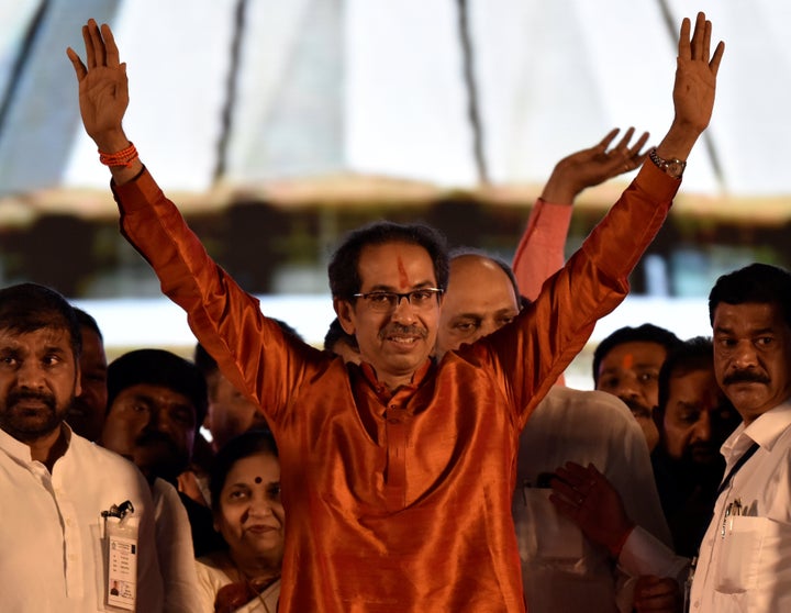 MUMBAI, INDIA - NOVEMBER 28: Maharashtra Chief Minister Uddhav Thackeray during his swearing-in ceremony at Shivaji Park on November 28, 2019 in Mumbai, India. (Photo by Anshuman Poyrekar/Hindustan Times via Getty Images)