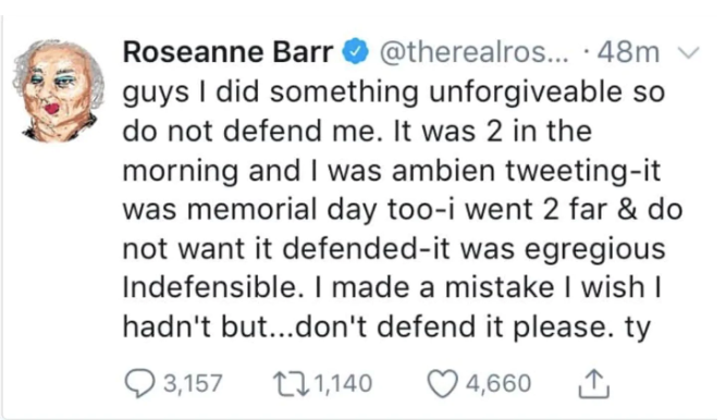 Roseanne Barr's Ambien tweet.