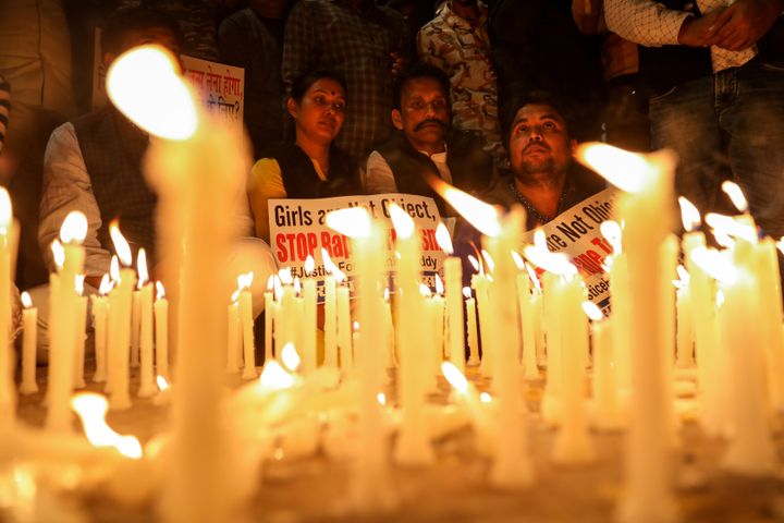 People attend a candle light march to protest against the alleged rape and murder of a 27-year-old woman on the outskirts of Hyderabad, in New Delhi, India, November 30, 2019. REUTERS/Anushree Fadnavis