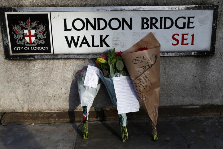 Floral tributes left at the scene of the attack. 