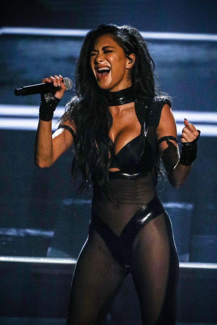 Nicole Scherzinger performing on X Factor: Celebrity