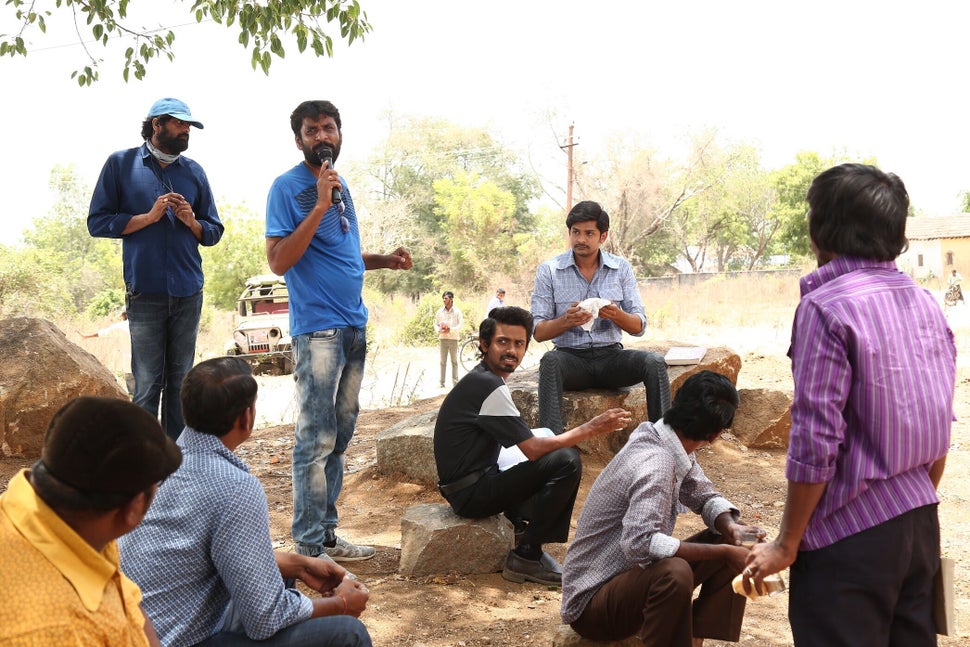 Director Jeevan Reddy on the sets of the film. 