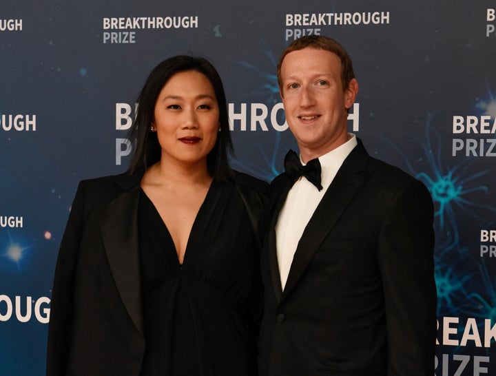 Mark Zuckerberg and his wife, Priscilla Chan, attend the Breakthrough Prize awards in Mountain View, California, in November.