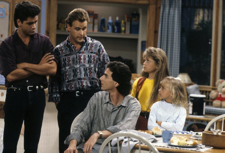 "Full House" aired from 1987 to 1995. The cast included (from left to right) John Stamos, Dave Coulier, Bob Saget, Canda