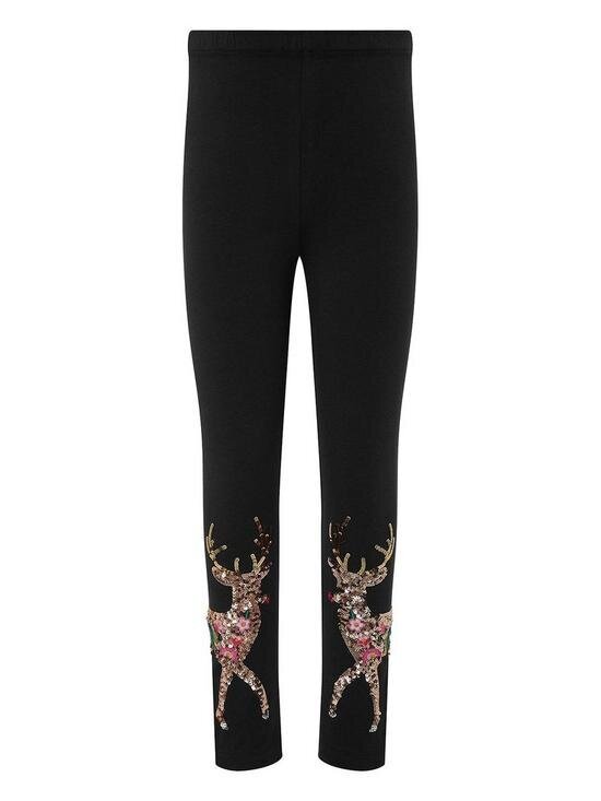 Girls Halle Reindeer Sequin Leggings