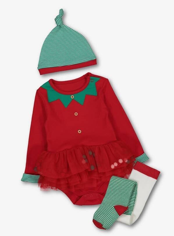 Baby Christmas Cotton Sleepsuit set Elf or Santa with hat