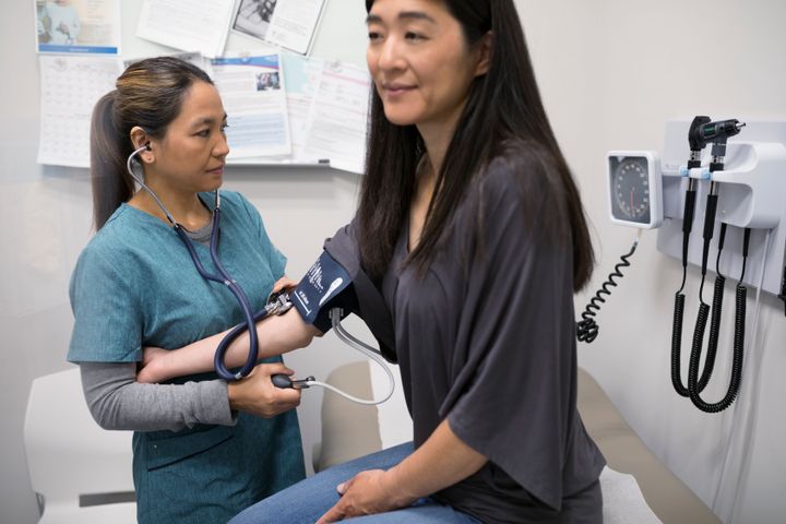 A nurse checks a patient's blood pressure in this stock photo. Indeed says nursing has become a "job-seeker's market" as demand is high but supply is limited.