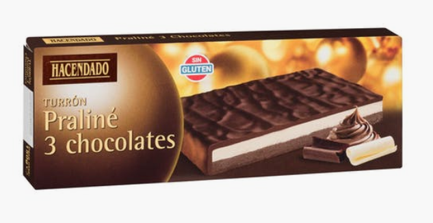 Turrón Praliné Tres Chocolates de Hacendado (Mercadona).