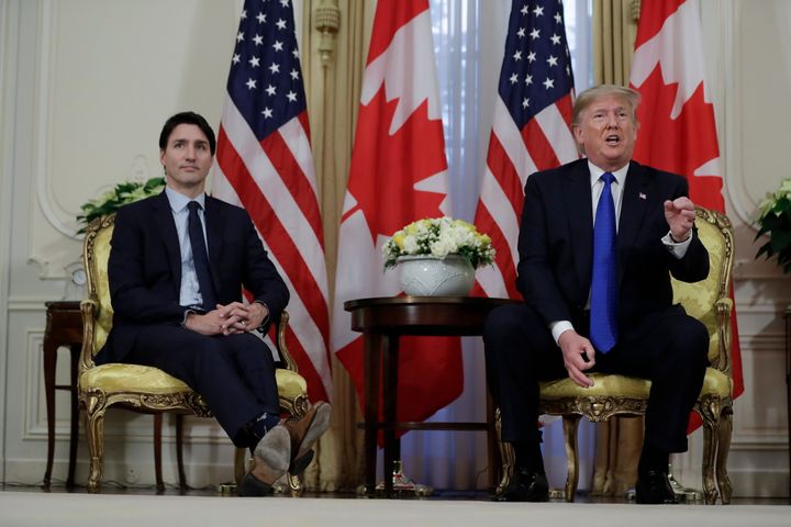 Prime Minister Justin Trudeau meets with U.S. President Donald Trump at Winfield House on Dec. 3, 2019, in London.