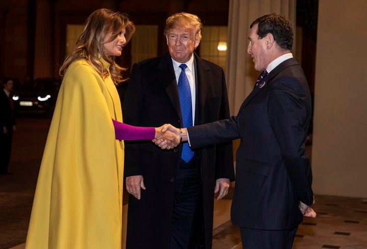 Donald and Melania Trump at Buckingham Palace for a reception to mark 70 years of the NATO Alliance. 