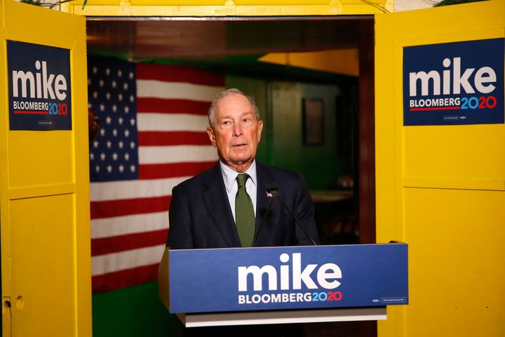 Former New York City Mayor Mike Bloomberg, who was a late entrant in the race for the Democratic presidential nomination, speaks to reporters on Nov. 26 in Phoenix.