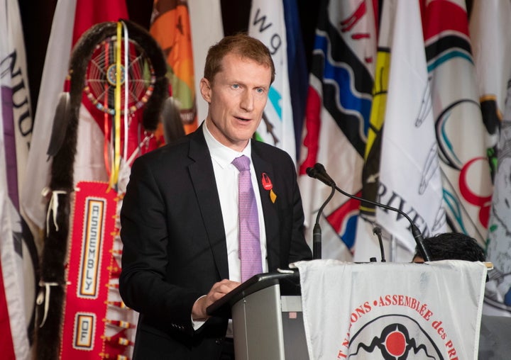 Marc Miller speaks at the AFN Special Chiefs Assembly in Ottawa on Dec. 3, 2019.