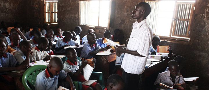 南スーダン共和国の首都ジュバで英語を教える教師。
