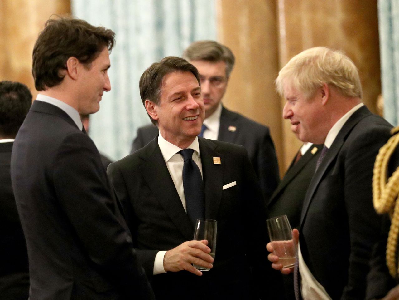 Ο πρωθυπουργός του Καναδά, Τζάστιν Τριντό, ο Ιταλός πρωθυπουργός, Τζουζέπε Κόντε και ο πρωθυπουργός της Βρετανίας, Μπόρις Τζόνσον 