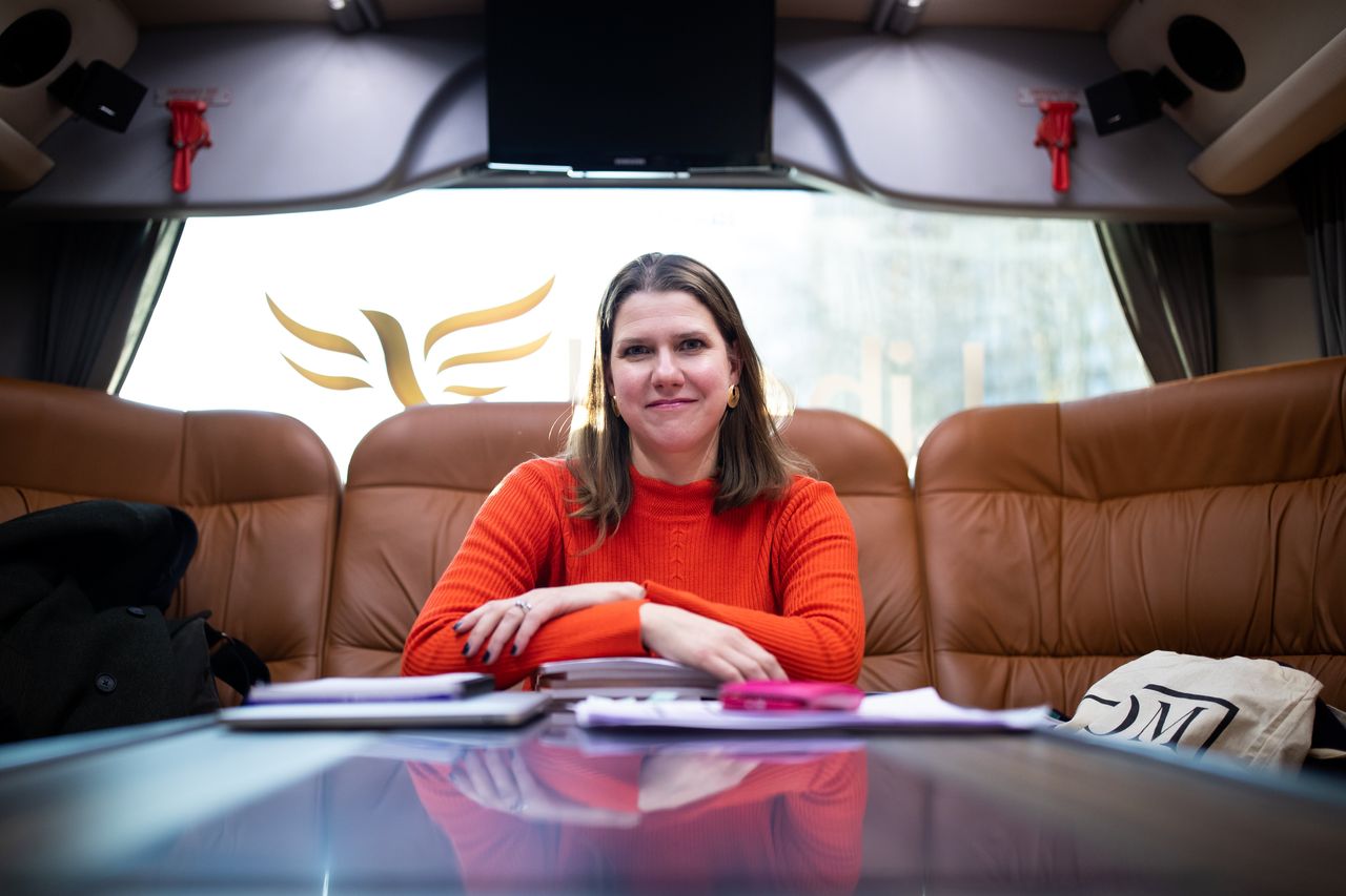 Liberal Democrat leader Jo Swinson on the party's election campaign bus