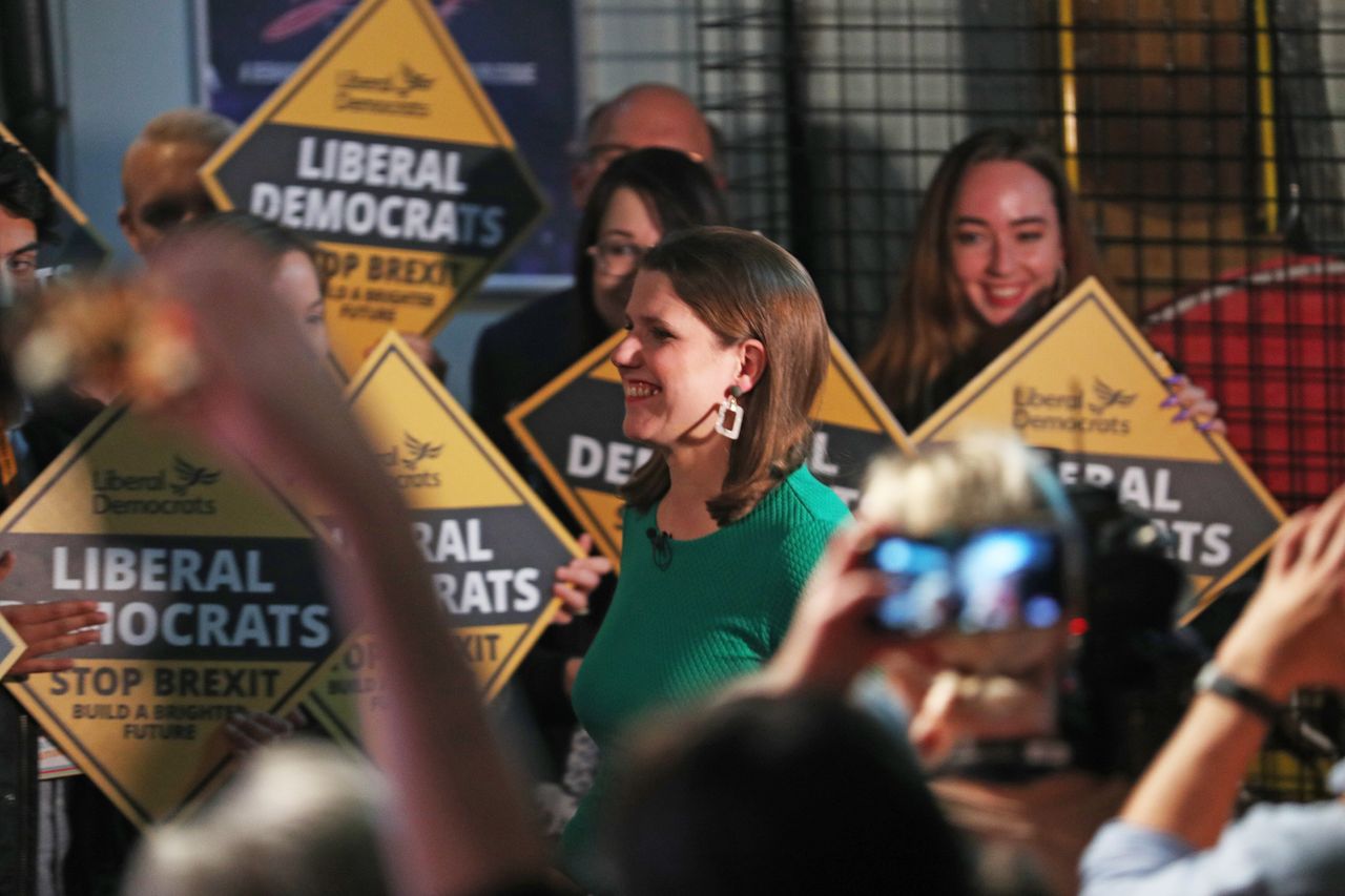 Jo Swinson during the launch of her party's manifesto at FEST, Stables Market, in Camden
