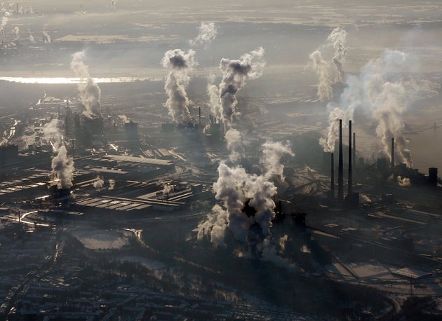 FILE - In this Jan. 9, 2009 file photo is an aerial view of the steel company ThyssenKrupp in Duisburg,...