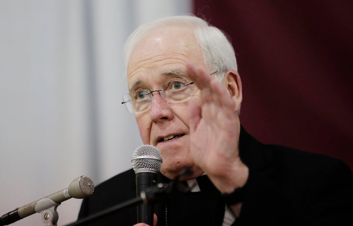 FILE - In this Nov. 5, 2018 file photo, Bishop Richard Malone of Buffalo, speaks during a news conference in Cheektowaga, N.Y