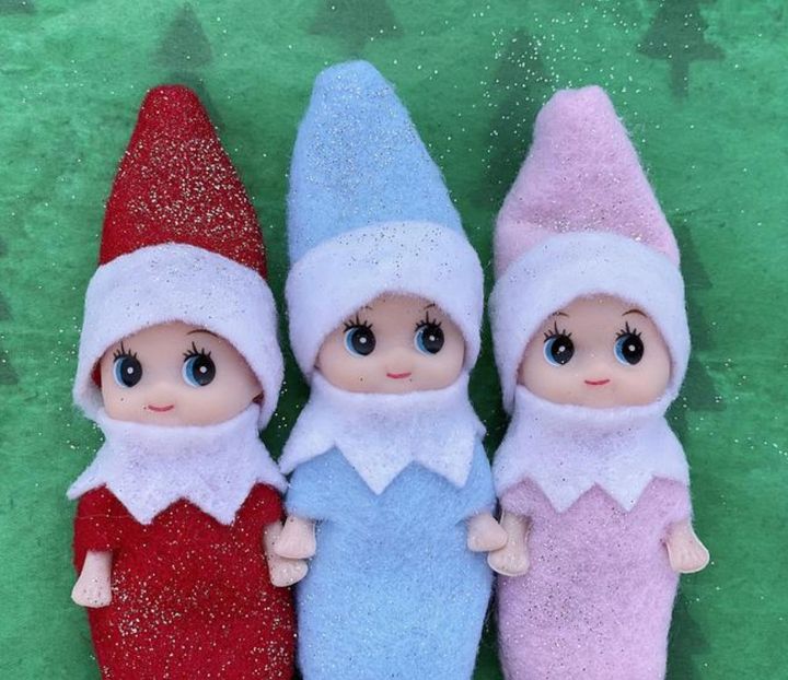 Elf on the Shelf babies for sale by Etsy seller BabyElfLove. 