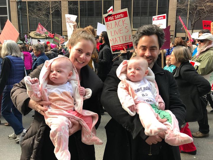 The whole family at the New York City Women's March in 2017.