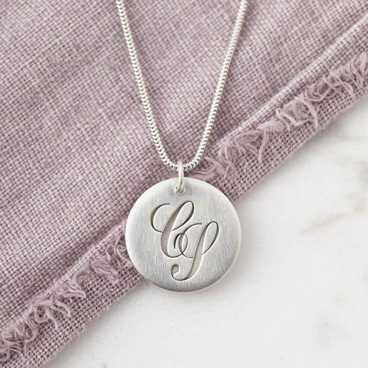 Sterling Silver Initial Monogram Necklace engraved with a hidden Secret Message on the reverse, Sally Clay, Etsy, £69