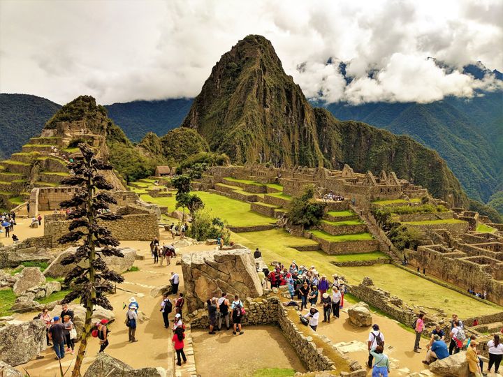 The ruins – and tourist crowds – of Machu Picchu, Peru.