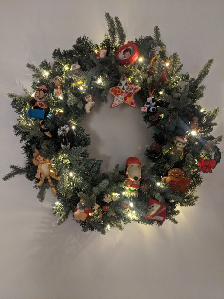 The wreath included Christmas ornaments with lots of sentimental value. 