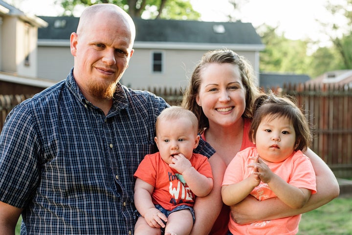 Catherine and Dave with their children months before Abby's transplant. 