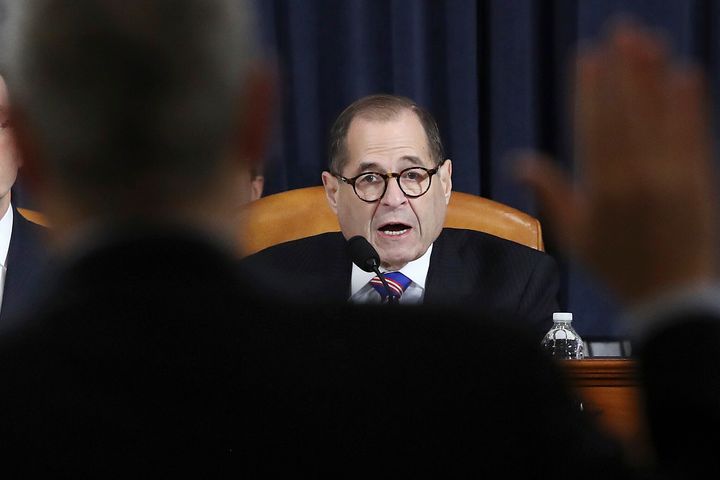 Chairman Jerrold Nadler swears in a witness during the Dec. 4 hearing before the House Judiciary Committee on the constitutional grounds for impeaching President Donald Trump.