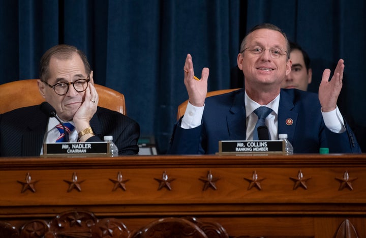 Rep. Doug Collins (right), the House Judiciary Committee's ranking Republican, speaks during the Dec. 4 hearing on the constitutional basis for impeaching Trump.