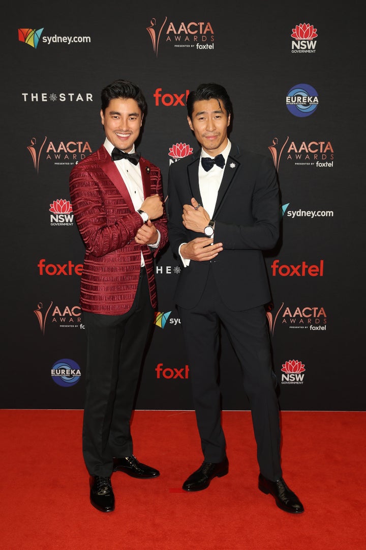 Remy Hii and Chris Pang attend the 2019 AACTA Awards.