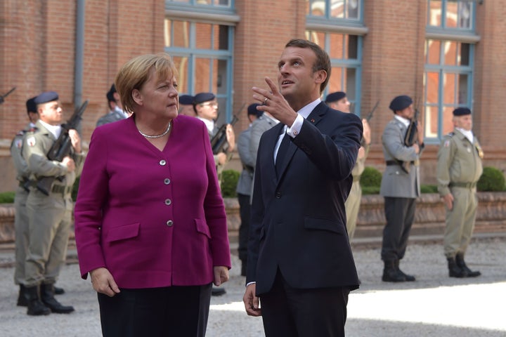 Angela Merkel y Emmanuel Macron, el pasado 16 de octubre en un acto en Toulouse (Francia).