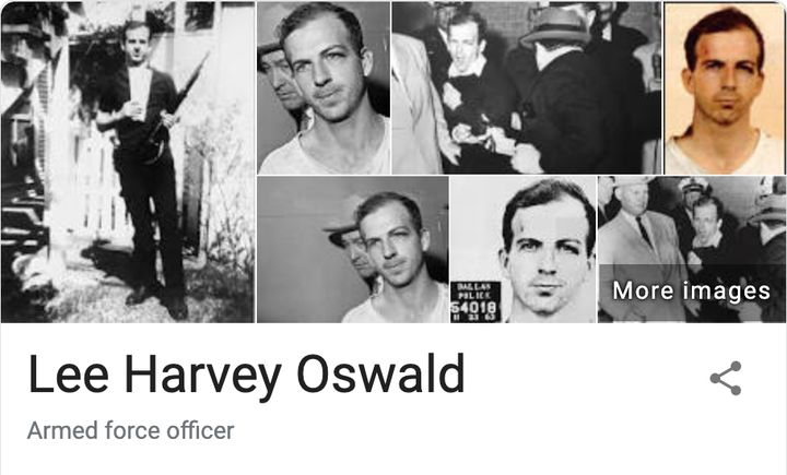 A knowledge panel of President Kennedy's killer lists him as "armed force officer."