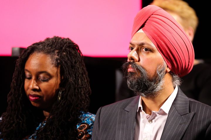 Shadow equalities secretary Dawn Butler and Tan Singh Dhesi at Labour's race manifesto launch