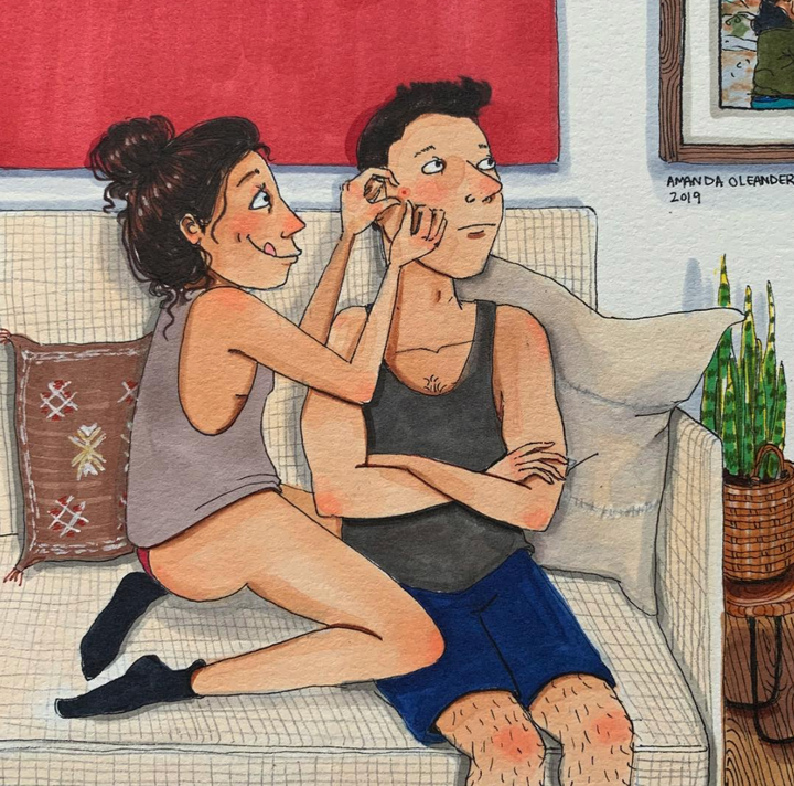 Love is popping your partner's pimple. 