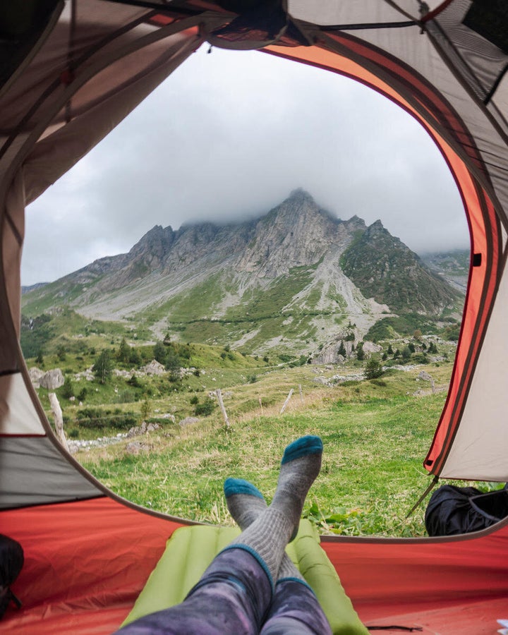 The author camping in Les Contamines, France.