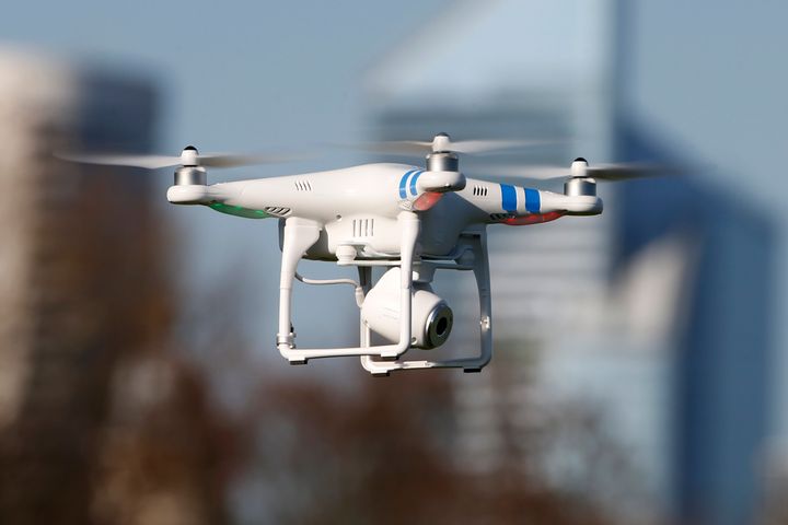 A 'Phantom 2' drone by DJI company flies during the 4th Intergalactic Meeting of Phantom's Pilots on March 16, 2014.