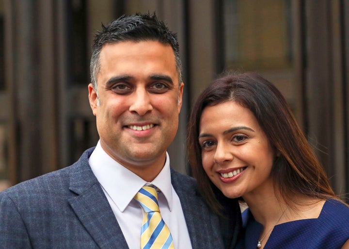 Sandeep and Reena Mander outside Oxford County Court, Oxford