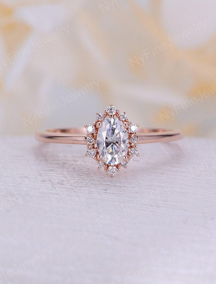 Vintage Oval Moissanite Engagement Ring, Etsy